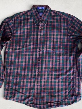 Pendleton Cotton/Wool Plaid Shirt L Canterbury Cloth